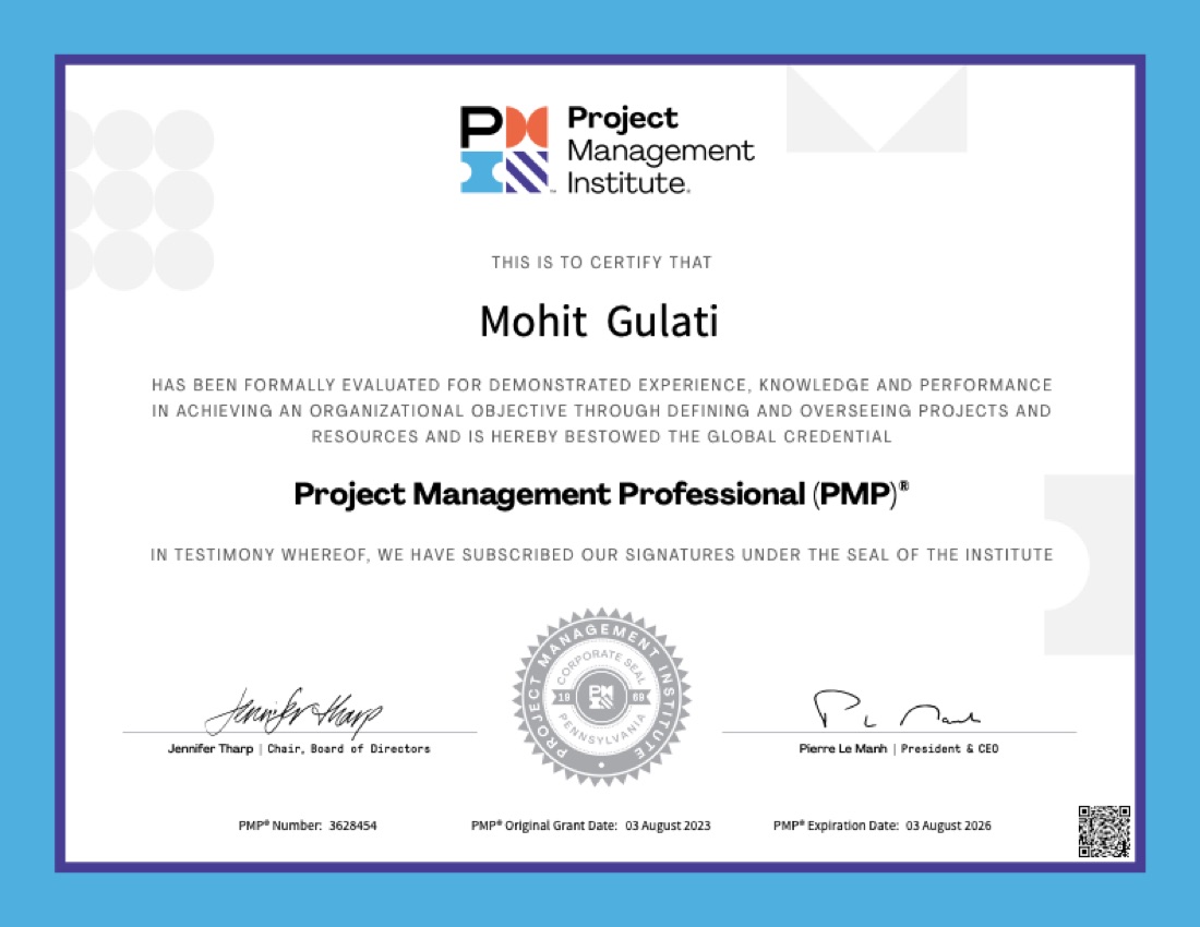 Project Management Professional (PMP) certificate