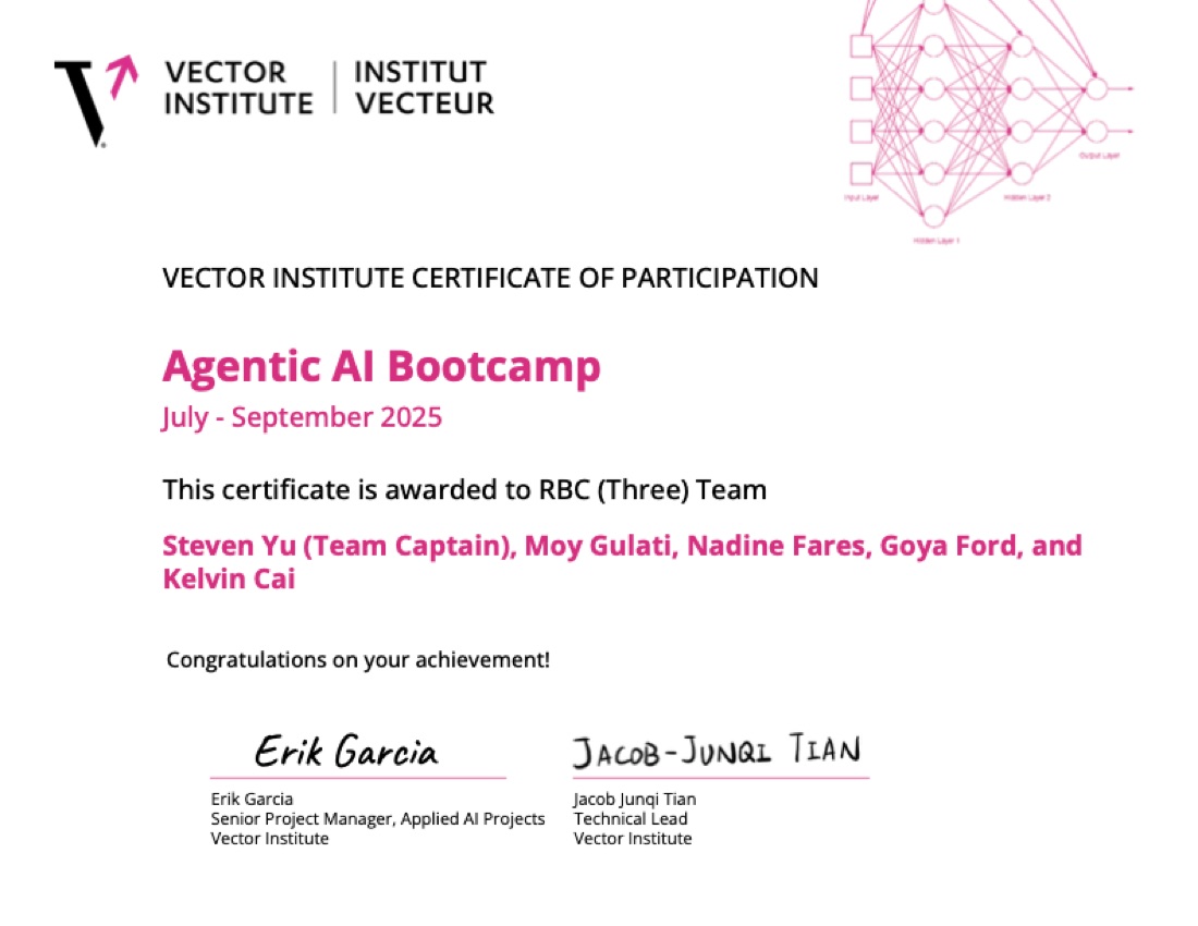 Agentic AI Bootcamp certificate